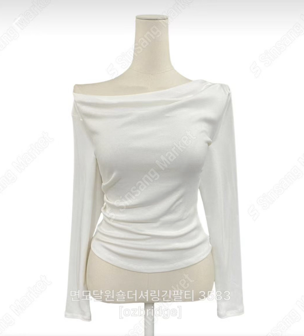 OZBRIDGE 오즈브릿지韓國代購㊣女裝新品25秋冬長袖T恤莫代爾棉質褶皺OZBRIDGE 오즈브릿지長袖T恤圖色2