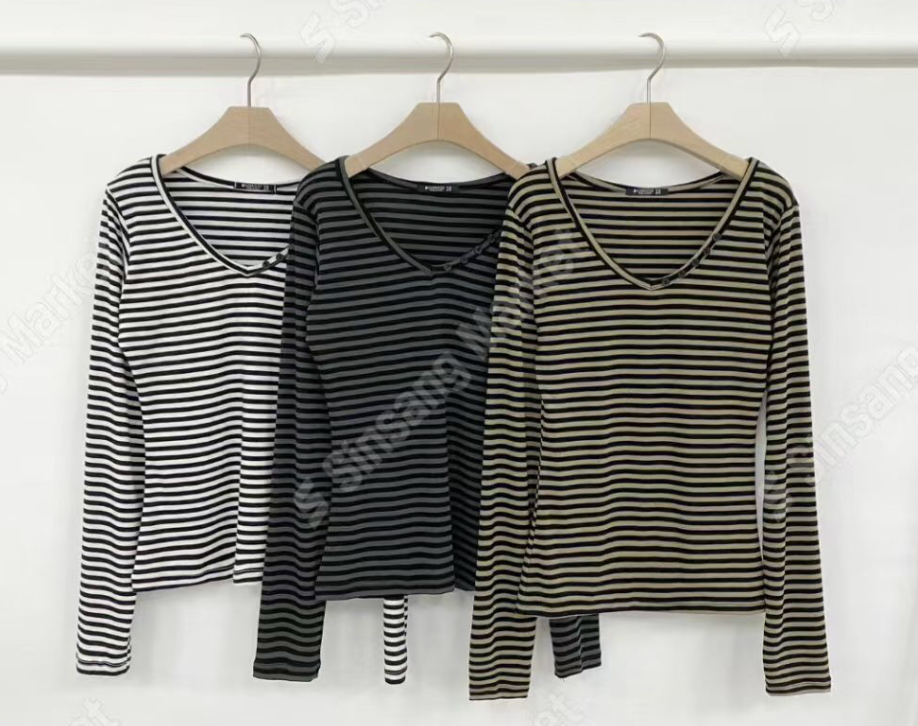 OZBRIDGE 오즈브릿지東大門㊣直郵女士新品25秋冬長袖T恤V領修身寬松紐扣OZBRIDGE 오즈브릿지長袖T恤圖色1左一色