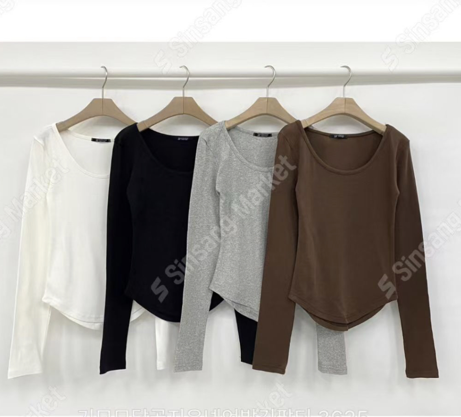 OZBRIDGE 오즈브릿지東大門㊣實拍女士新款時尚長袖T恤莫代爾羅紋OZBRIDGE 오즈브릿지長袖T恤圖色2左二色