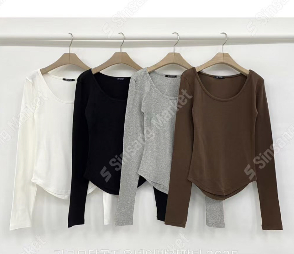 OZBRIDGE 오즈브릿지東大門㊣實拍女士新款時尚長袖T恤莫代爾羅紋OZBRIDGE 오즈브릿지長袖T恤圖色3左三色