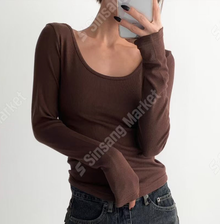 OZBRIDGE 오즈브릿지東大門㊣實拍女士新款時尚長袖T恤莫代爾羅紋OZBRIDGE 오즈브릿지長袖T恤圖色4