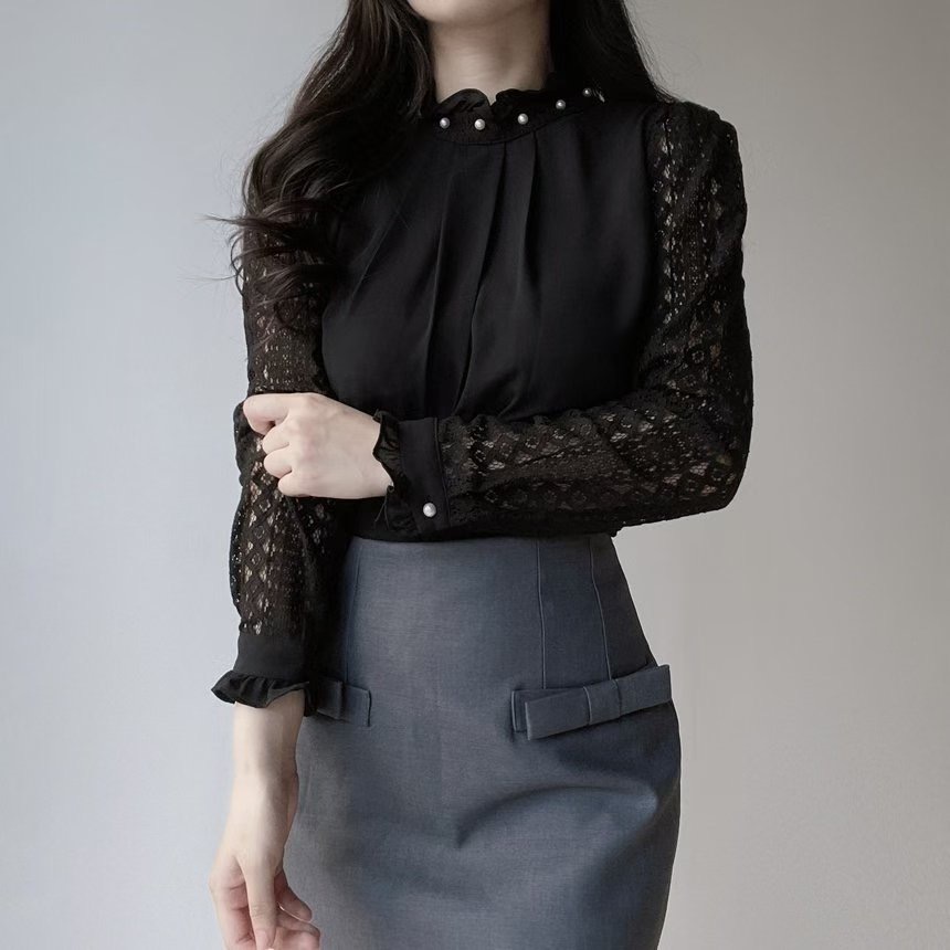OLIVIA東大門㊣直郵女裝新品真品職業休閑時尚襯衫蕾絲衫蕾絲OLIVIA襯衫/蕾絲衫圖色3