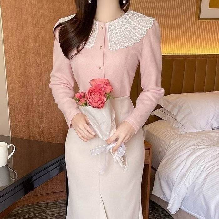 OLIVIA韓國直郵㊣女士新款25秋冬人氣休閑襯衫蕾絲衫羊毛衫OLIVIA襯衫/蕾絲衫