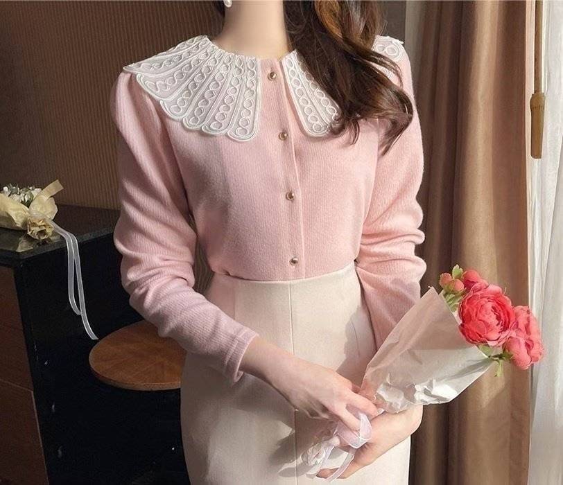 OLIVIA韓國直郵㊣女士新款25秋冬人氣休閑襯衫蕾絲衫羊毛衫OLIVIA襯衫/蕾絲衫圖色2