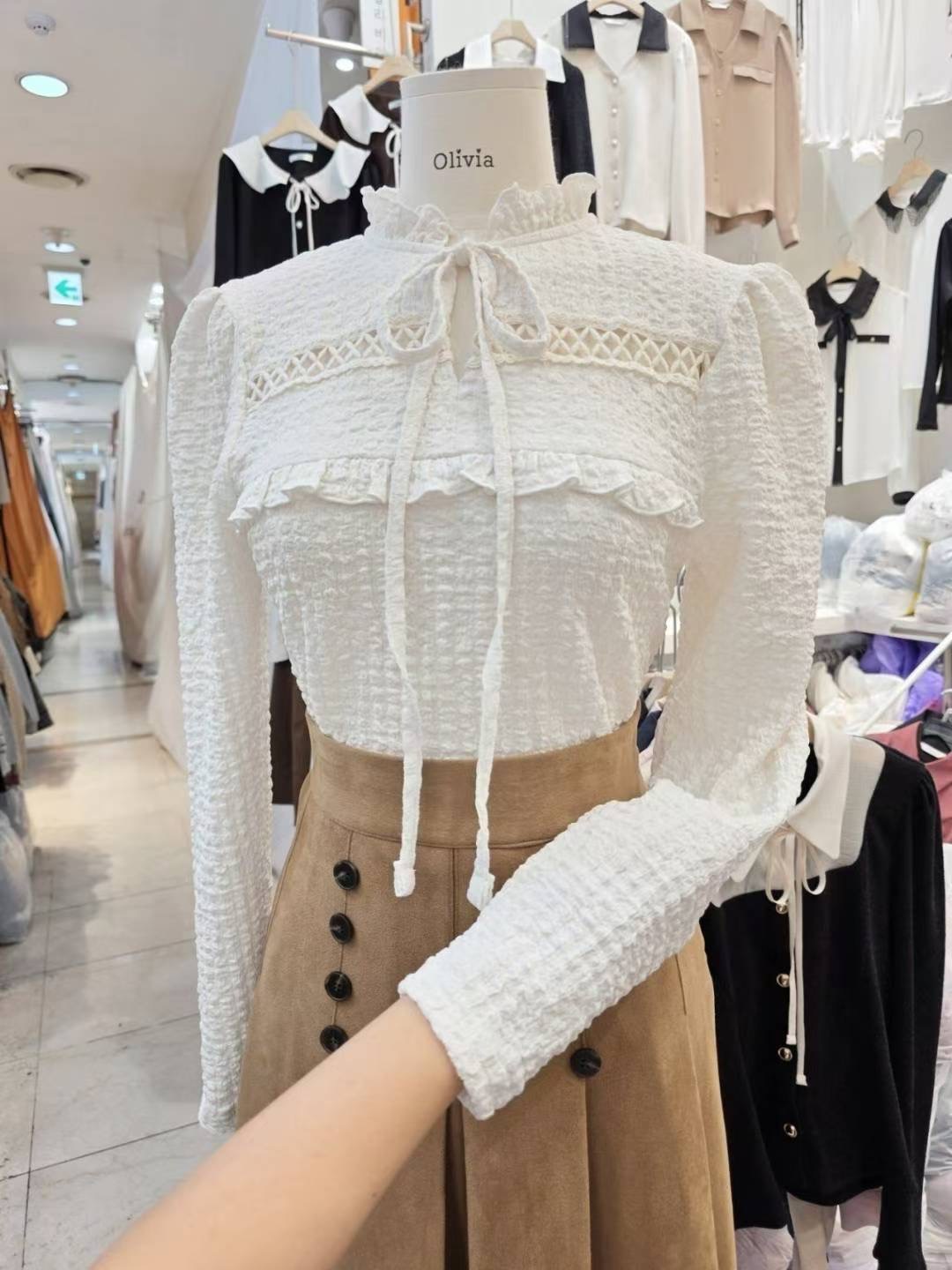 OLIVIA東大門㊣直郵女裝新款休閑熱賣人氣真品25秋冬襯衫蕾絲衫OLIVIA襯衫/蕾絲衫圖色1