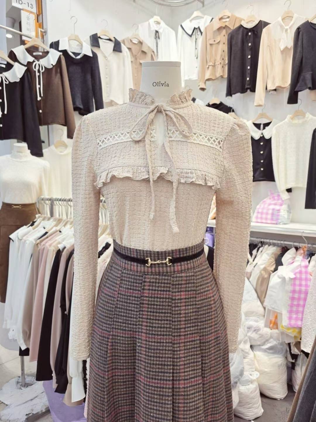 OLIVIA東大門㊣直郵女裝新款休閑熱賣人氣真品25秋冬襯衫蕾絲衫OLIVIA襯衫/蕾絲衫圖色2