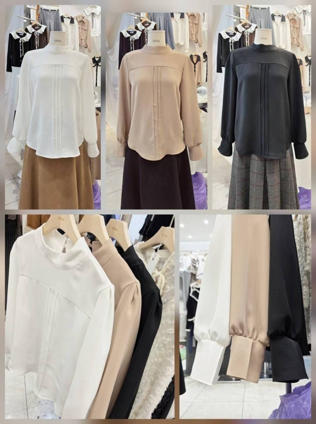 OLIVIA韓國代購㊣女士新品25秋冬人氣熱賣時尚休閑襯衫蕾絲衫OLIVIA襯衫/蕾絲衫