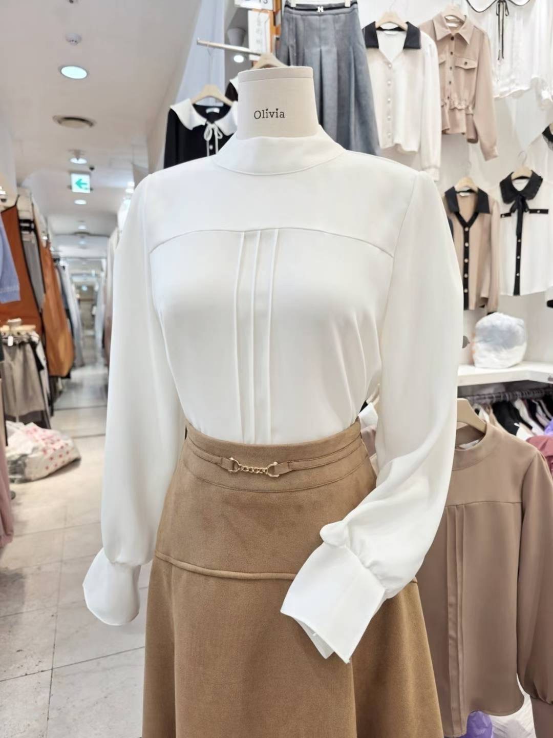 OLIVIA韓國代購㊣女士新品25秋冬人氣熱賣時尚休閑襯衫蕾絲衫OLIVIA襯衫/蕾絲衫圖色1