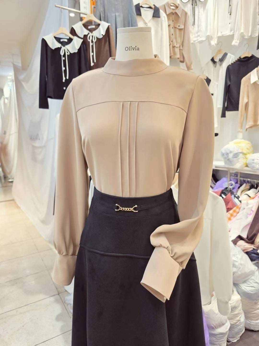 OLIVIA韓國代購㊣女士新品25秋冬人氣熱賣時尚休閑襯衫蕾絲衫OLIVIA襯衫/蕾絲衫圖色2