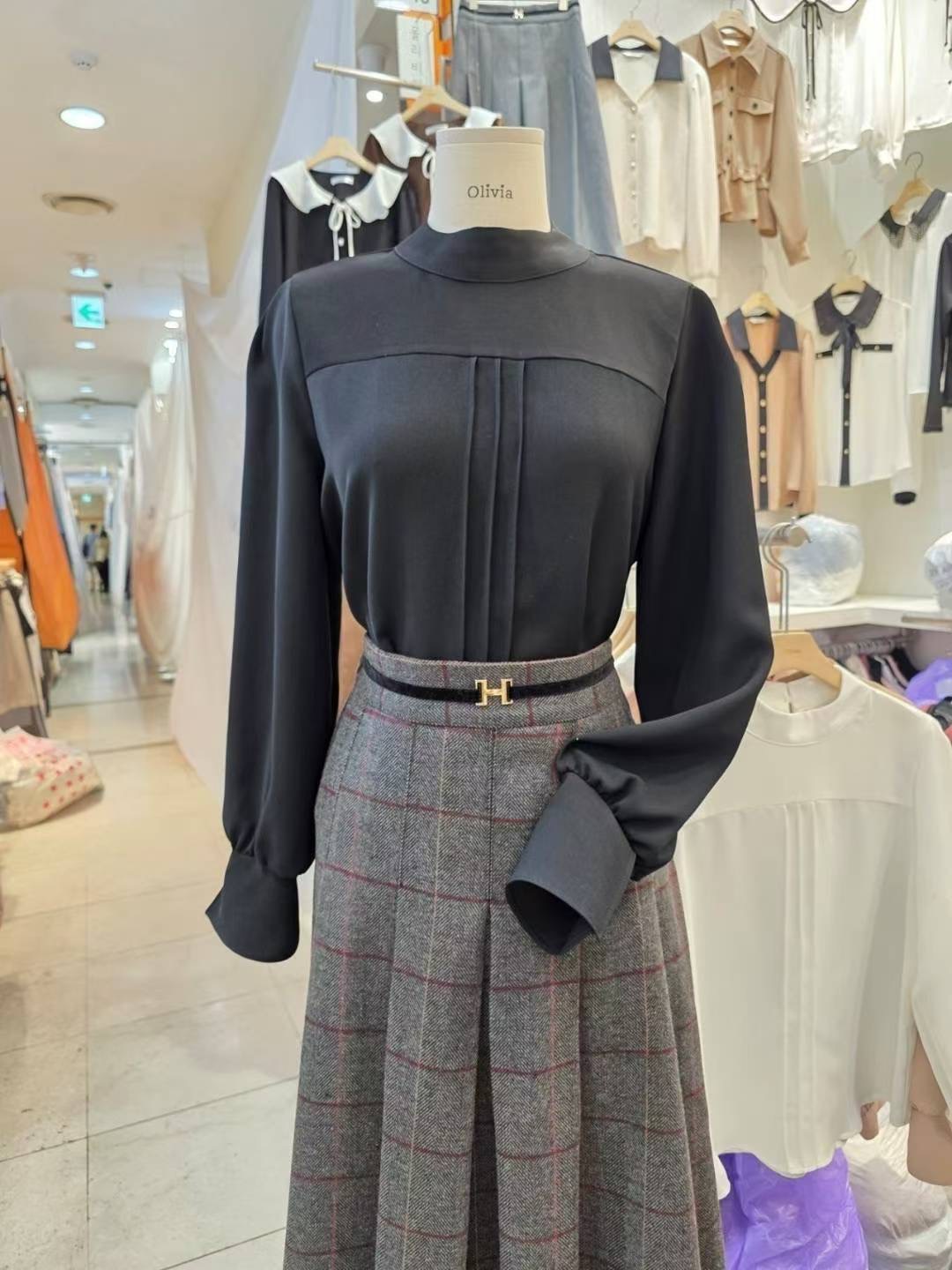 OLIVIA韓國代購㊣女士新品25秋冬人氣熱賣時尚休閑襯衫蕾絲衫OLIVIA襯衫/蕾絲衫圖色3