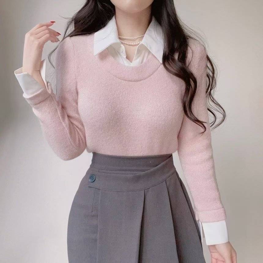 OLIVIA韓國直郵㊣女裝新品時尚職業25秋冬真品熱賣休閑針織衫OLIVIA針織衫圖色1