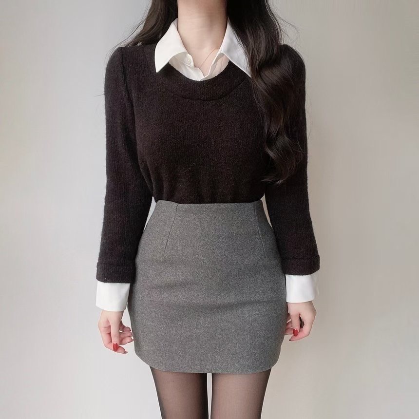 OLIVIA韓國直郵㊣女裝新品時尚職業25秋冬真品熱賣休閑針織衫OLIVIA針織衫圖色2