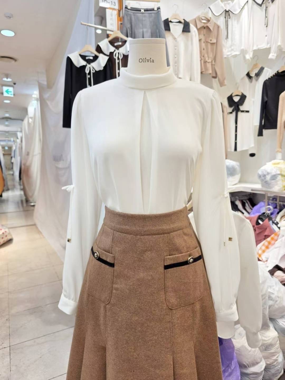 OLIVIA東大門㊣實拍女士新款25秋冬時尚人氣熱賣襯衫蕾絲衫OLIVIA襯衫/蕾絲衫圖色1