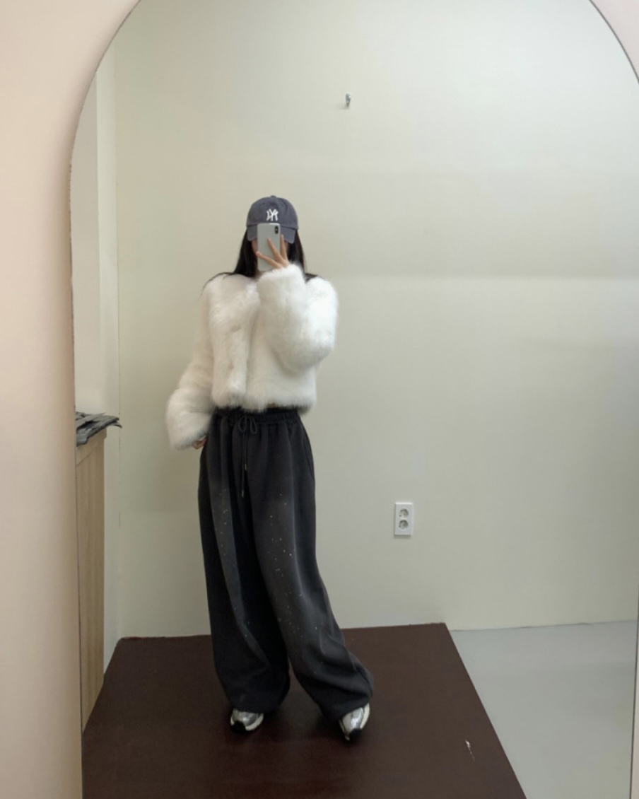 BADCALM韓國代購㊣女裝新品時尚休閑人氣熱賣短款大衣毛皮狐貍BADCALM短款大衣