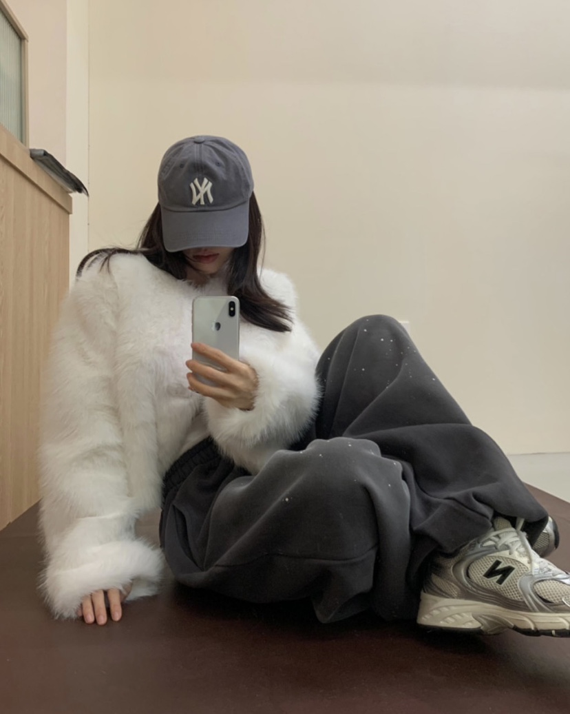 BADCALM韓國代購㊣女裝新品時尚休閑人氣熱賣短款大衣毛皮狐貍BADCALM短款大衣