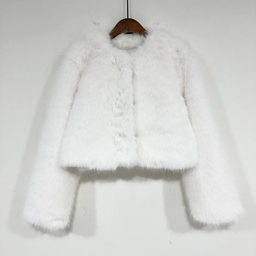 BADCALM韓國代購㊣女裝新品時尚休閑人氣熱賣短款大衣毛皮狐貍BADCALM短款大衣圖色1