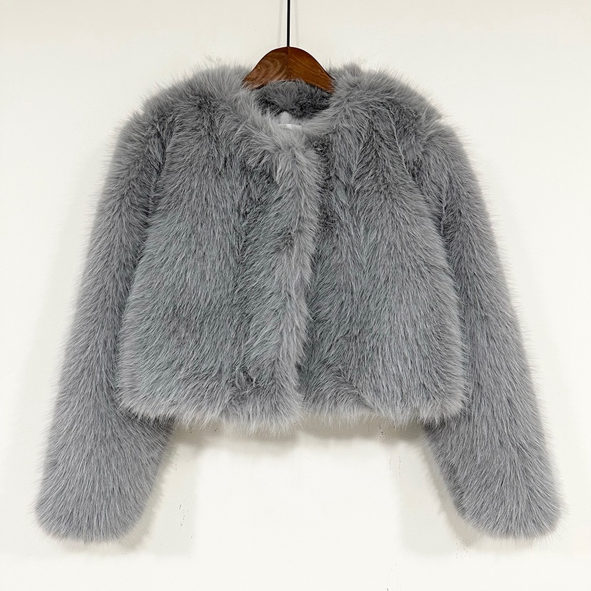 BADCALM韓國代購㊣女裝新品時尚休閑人氣熱賣短款大衣毛皮狐貍BADCALM短款大衣圖色4