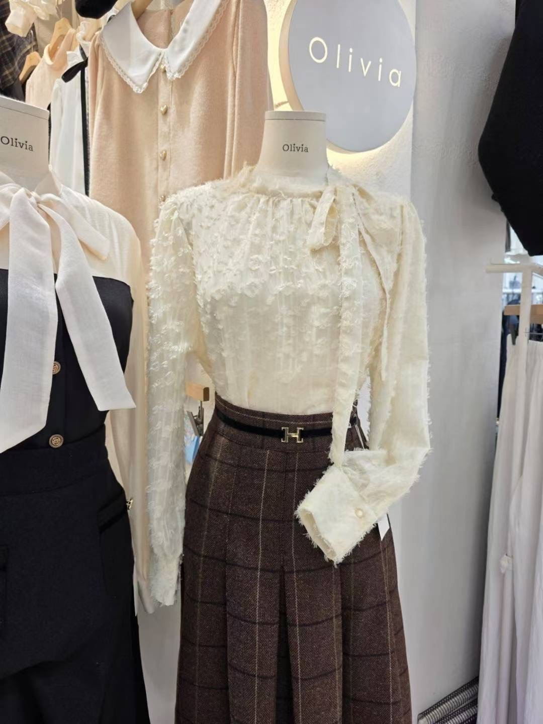 OLIVIA東大門㊣代購女裝新品25秋冬職業人氣熱賣襯衫蕾絲衫OLIVIA襯衫/蕾絲衫圖色1