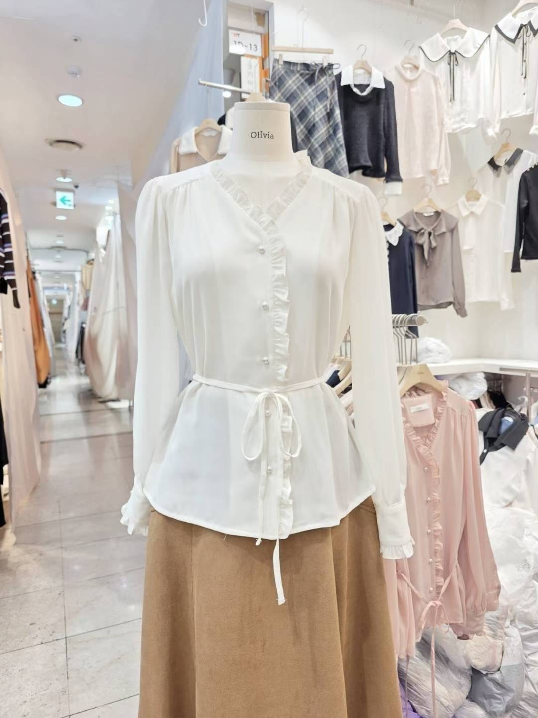 OLIVIA東大門㊣直郵女士新款人氣時尚真品休閑推薦襯衫蕾絲衫OLIVIA襯衫/蕾絲衫圖色1