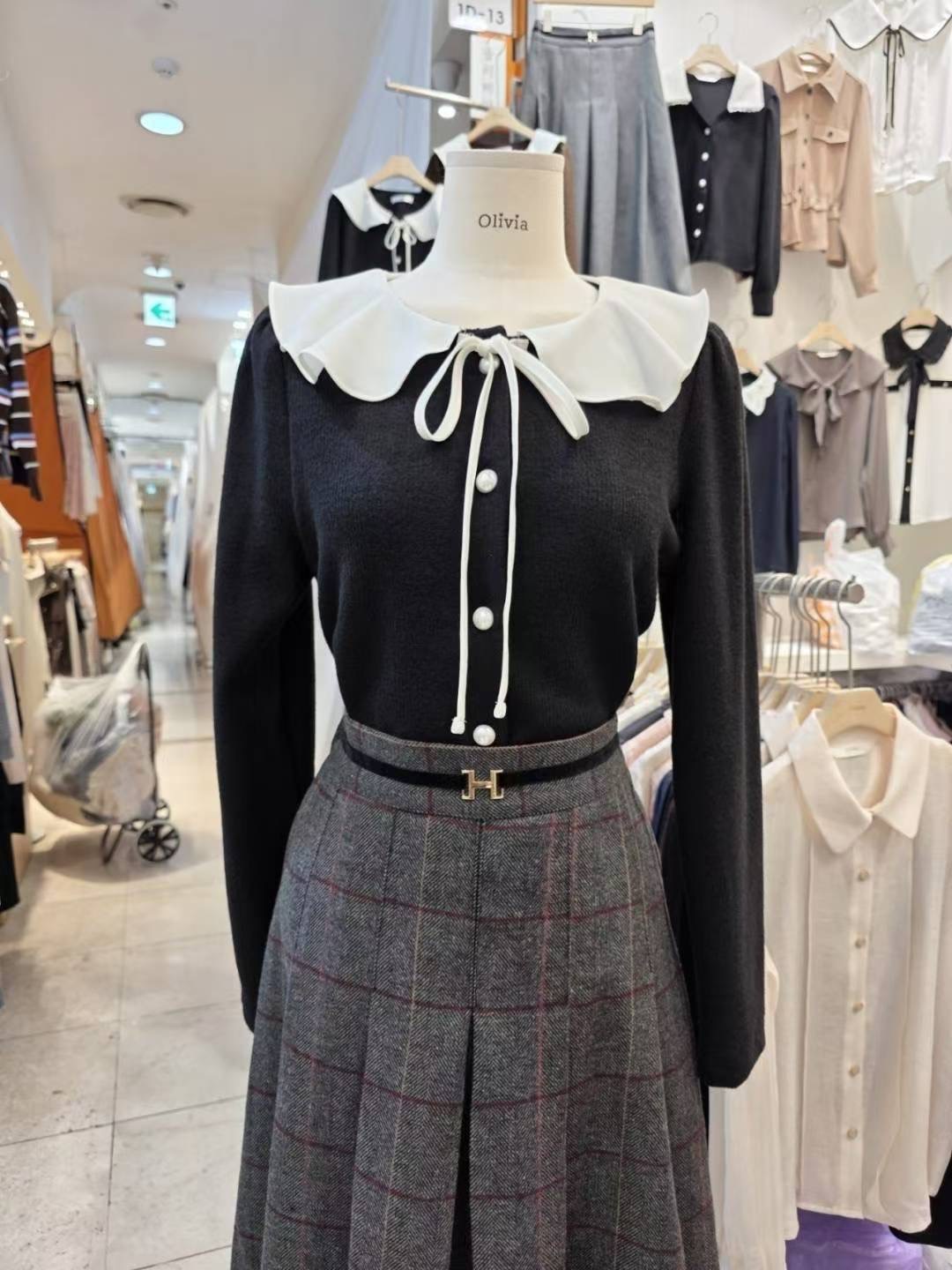 OLIVIA東大門㊣直郵女裝新品熱賣休閑推薦25秋冬襯衫蕾絲衫OLIVIA襯衫/蕾絲衫圖色1