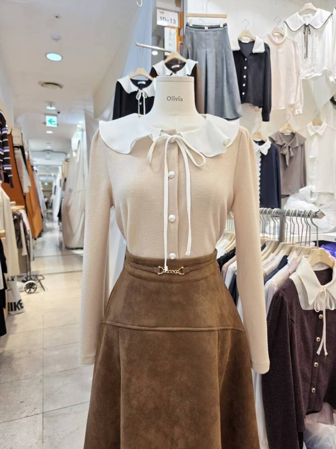 OLIVIA東大門㊣直郵女裝新品熱賣休閑推薦25秋冬襯衫蕾絲衫OLIVIA襯衫/蕾絲衫圖色2