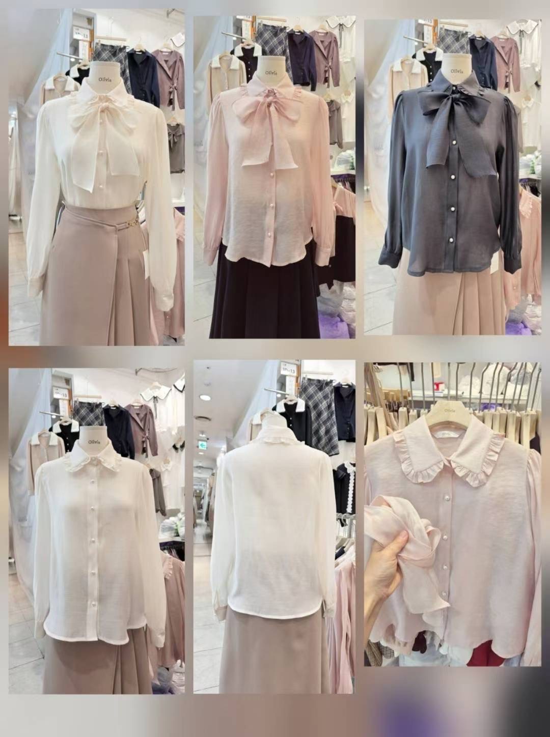 OLIVIA東大門㊣代購女裝新款25秋冬職業推薦時尚襯衫蕾絲衫OLIVIA襯衫/蕾絲衫