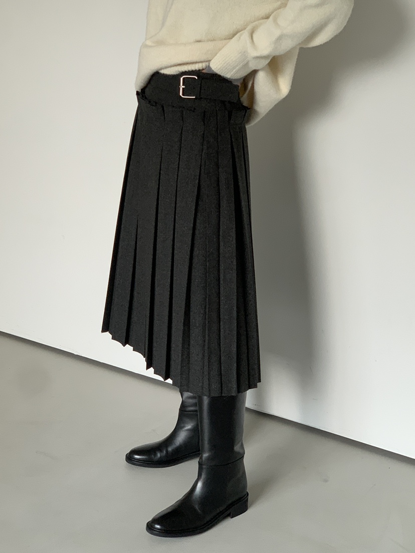 OURS東大門㊣代購女裝新款真品職業人氣半身裙中短裙系帶褶裥OURS半身裙/中短裙