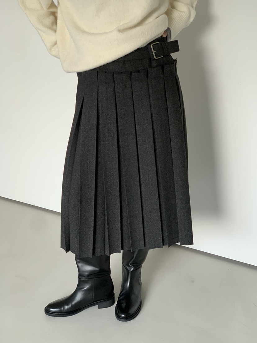 OURS東大門㊣代購女裝新款真品職業人氣半身裙中短裙系帶褶裥OURS半身裙/中短裙