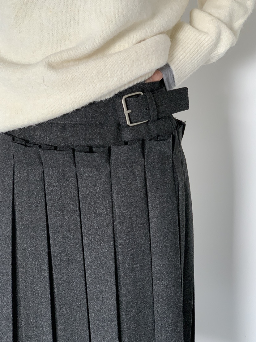 OURS東大門㊣代購女裝新款真品職業人氣半身裙中短裙系帶褶裥OURS半身裙/中短裙