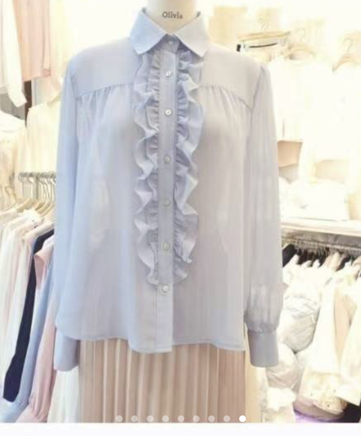 OLIVIA韓國代購㊣女裝新品人氣推薦襯衫蕾絲衫可愛的荷葉邊OLIVIA襯衫/蕾絲衫圖色3