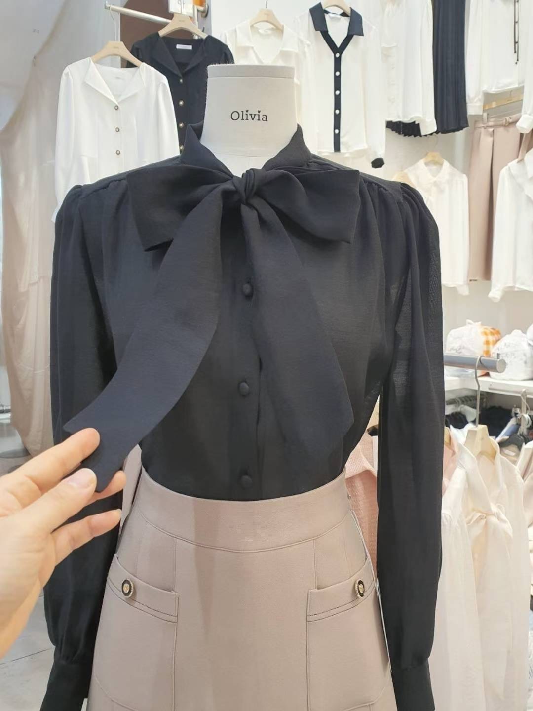 OLIVIA東大門㊣代購女士新款推薦時尚熱賣人氣職業襯衫蕾絲衫OLIVIA襯衫/蕾絲衫圖色3