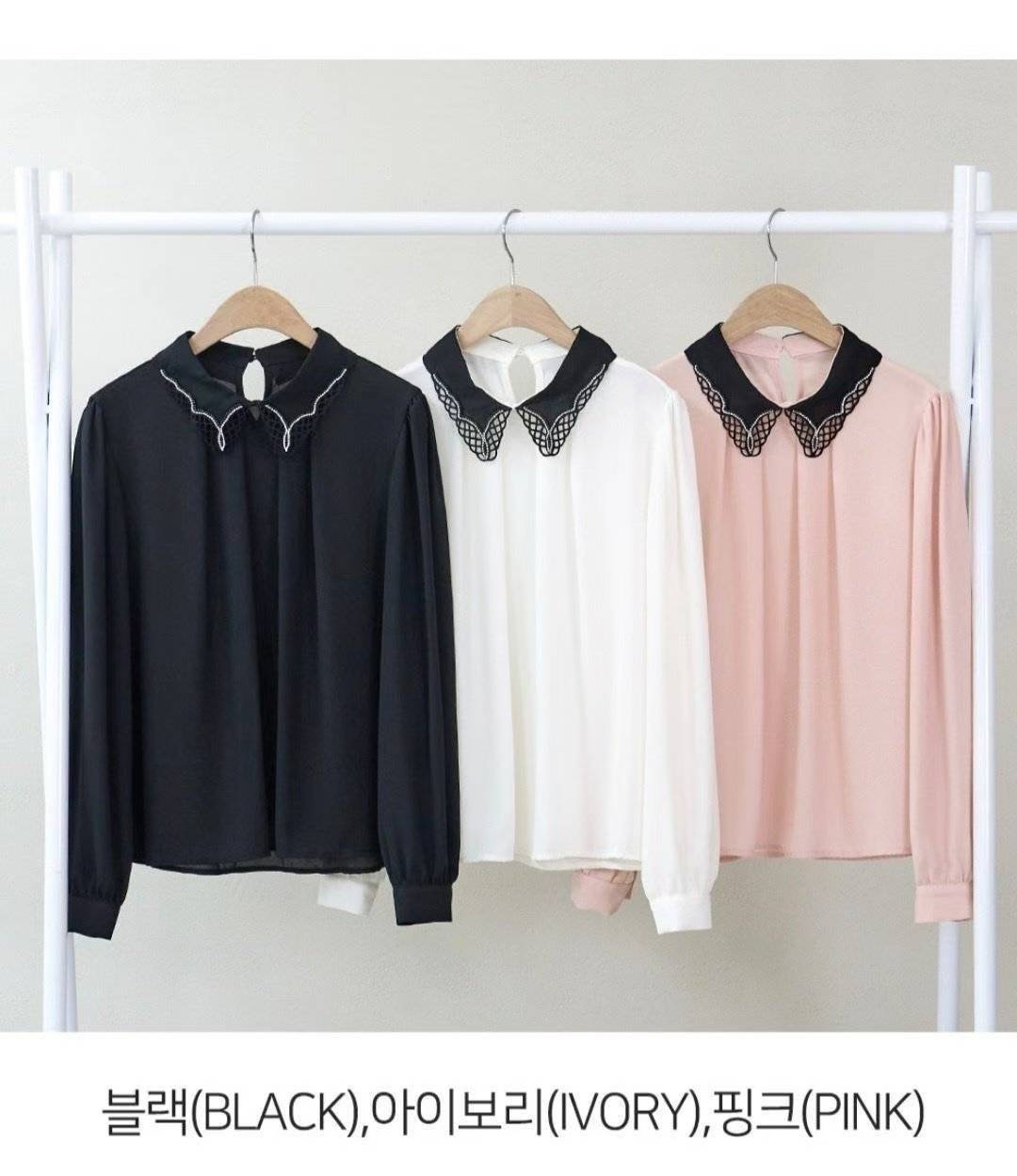 OLIVIA韓國代購㊣女士新款休閑人氣職業25秋冬真品襯衫蕾絲衫OLIVIA襯衫/蕾絲衫