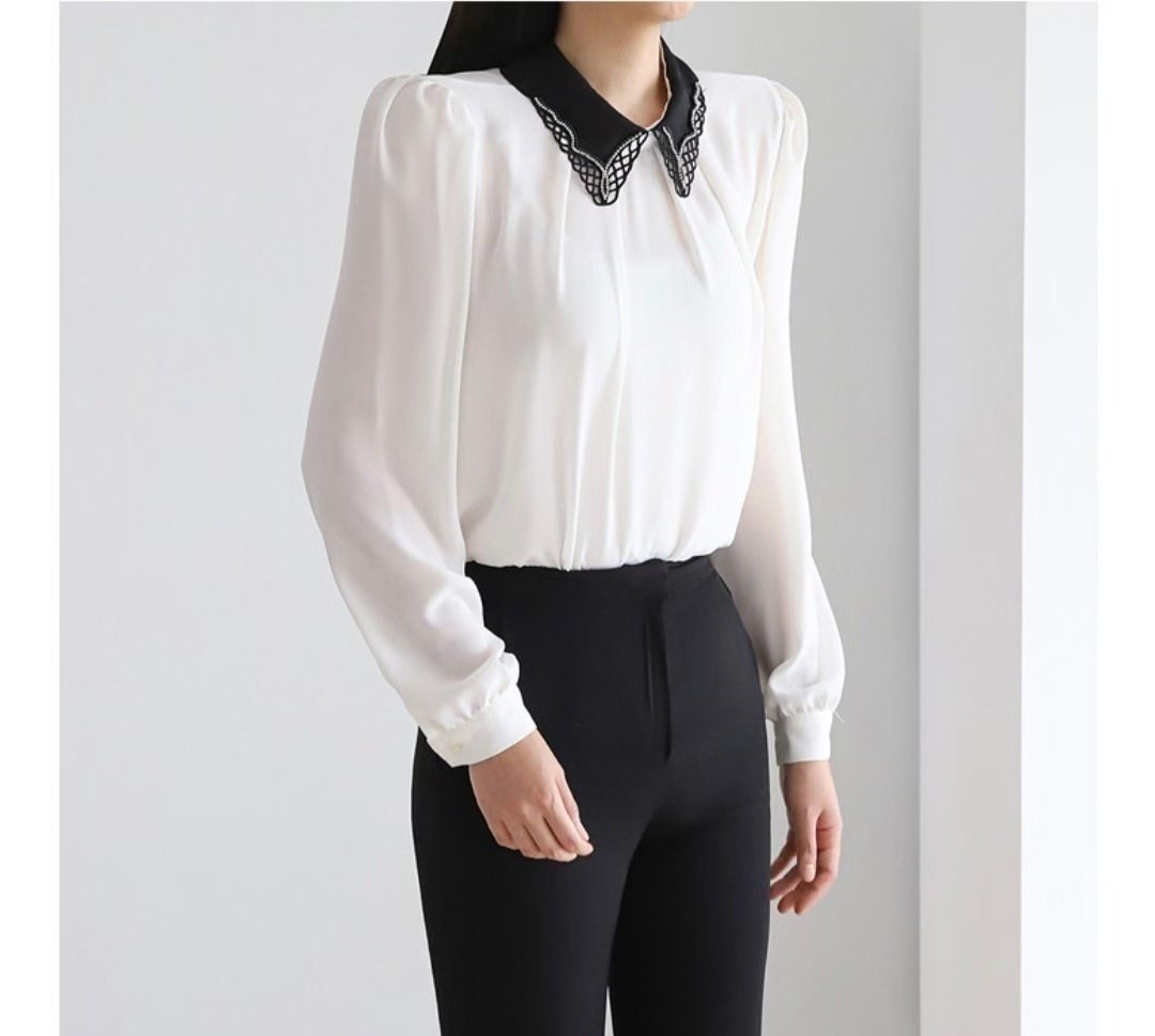 OLIVIA韓國代購㊣女士新款休閑人氣職業25秋冬真品襯衫蕾絲衫OLIVIA襯衫/蕾絲衫