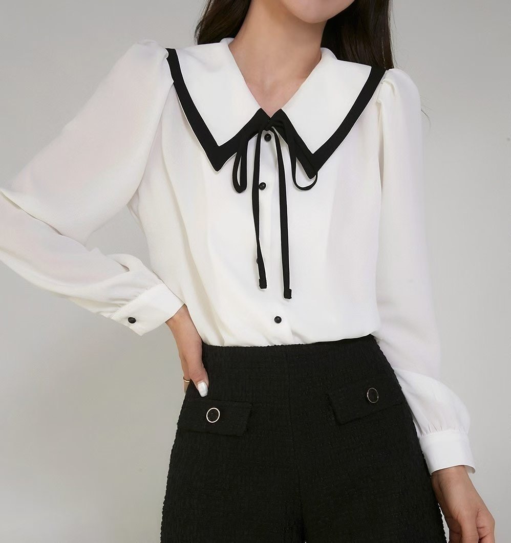 OLIVIA韓國代購㊣女士新品時尚推薦25秋冬休閑職業襯衫蕾絲衫OLIVIA襯衫/蕾絲衫圖色1