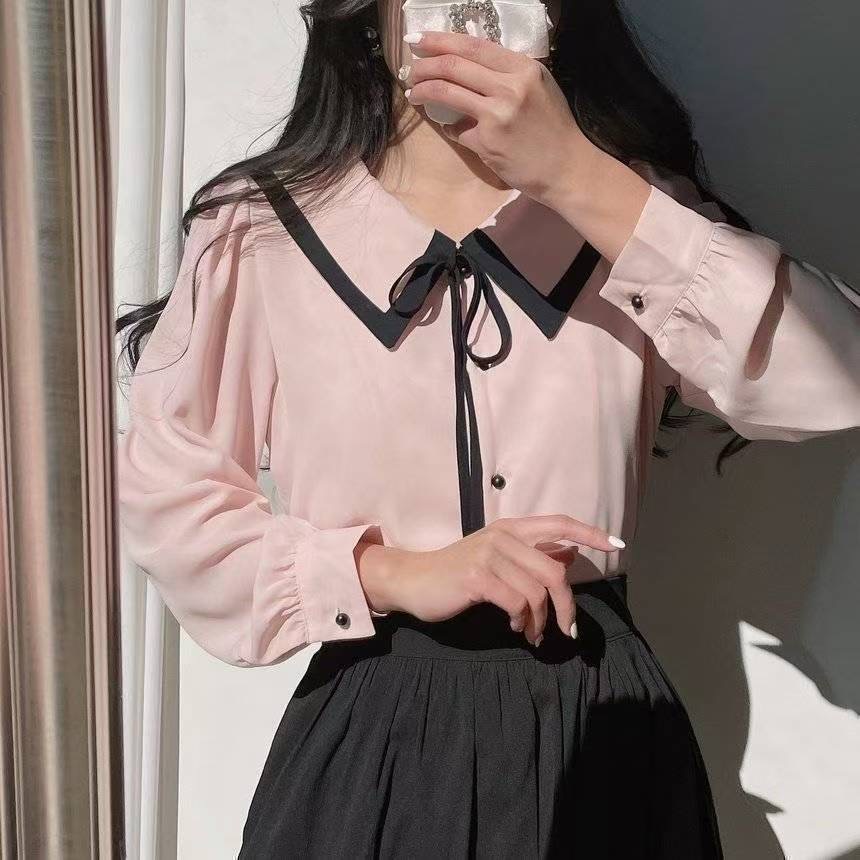 OLIVIA韓國代購㊣女士新品時尚推薦25秋冬休閑職業襯衫蕾絲衫OLIVIA襯衫/蕾絲衫圖色2