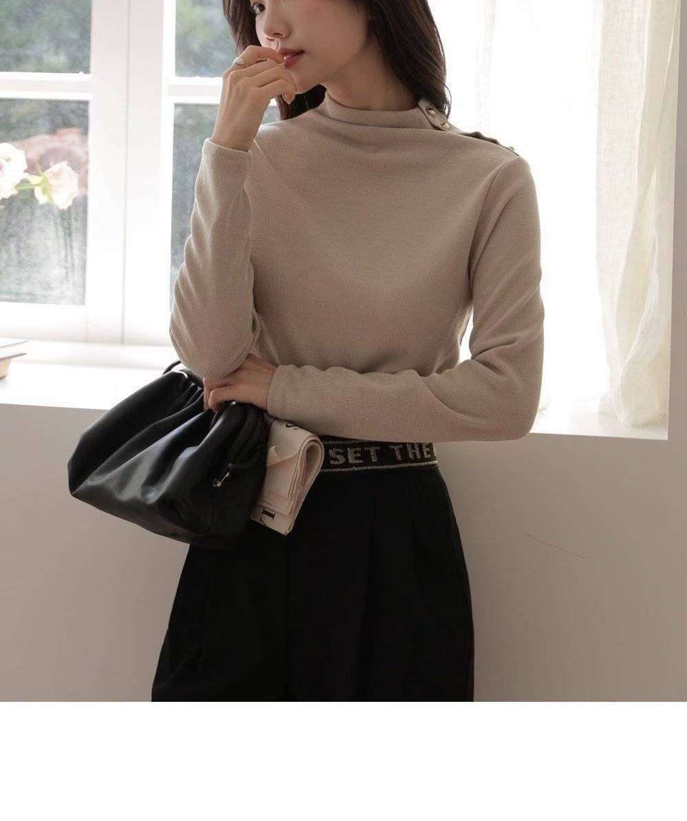 OLIVIA東大門㊣直郵女裝新品休閑職業25秋冬真品人氣長袖T恤OLIVIA長袖T恤圖色2