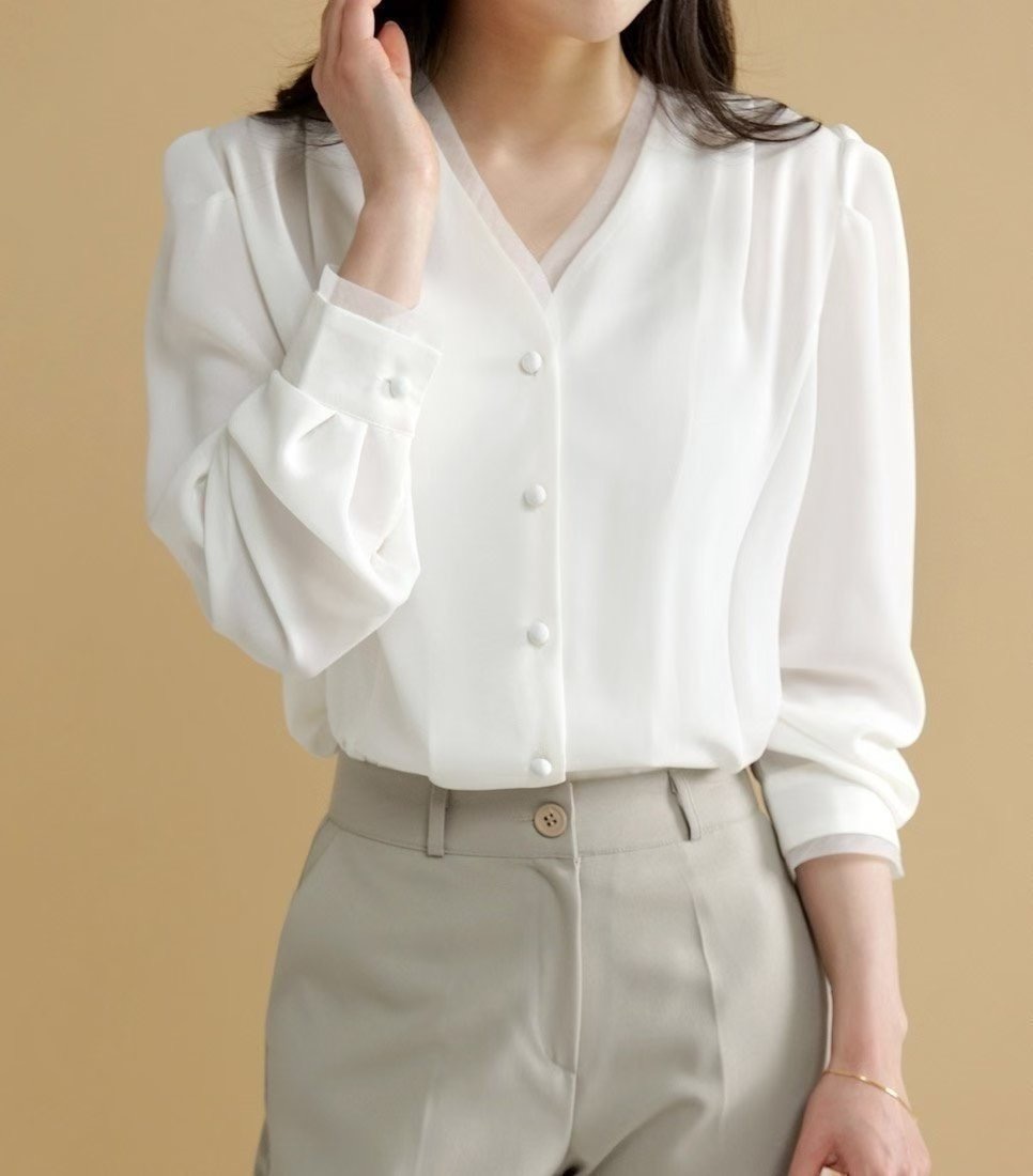 OLIVIA韓國直郵㊣女裝新品時尚熱賣推薦人氣職業襯衫蕾絲衫OLIVIA襯衫/蕾絲衫圖色1