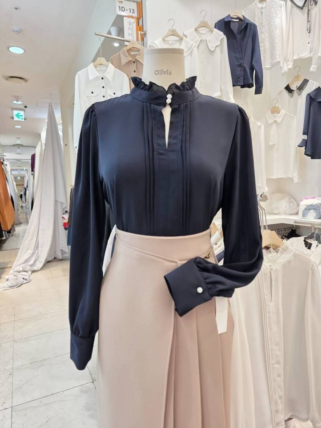 OLIVIA韓國代購㊣女士新款時尚熱賣人氣25秋冬推薦襯衫蕾絲衫OLIVIA襯衫/蕾絲衫圖色1