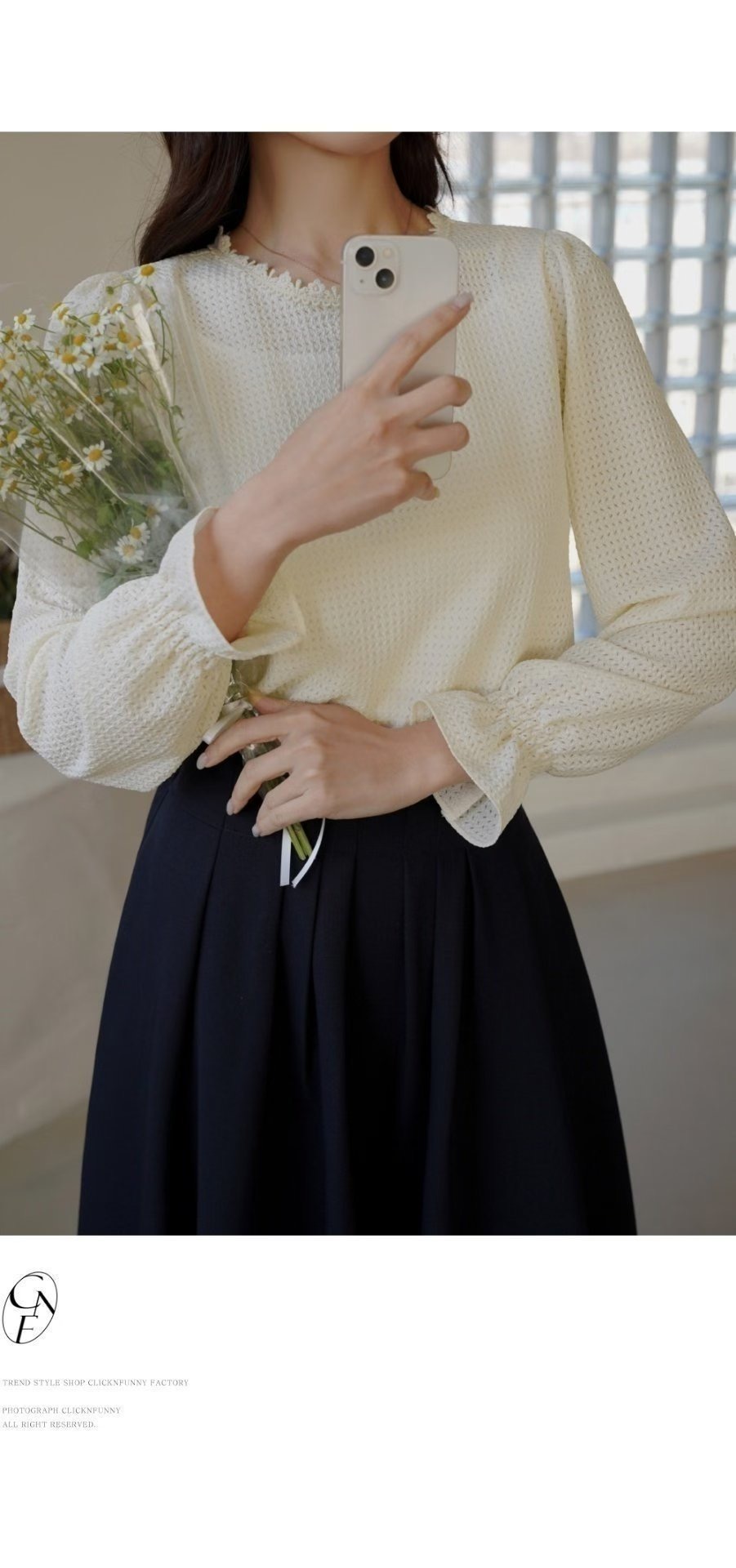 OLIVIA東大門㊣實拍女裝新品休閑人氣職業真品襯衫蕾絲衫圓領OLIVIA襯衫/蕾絲衫