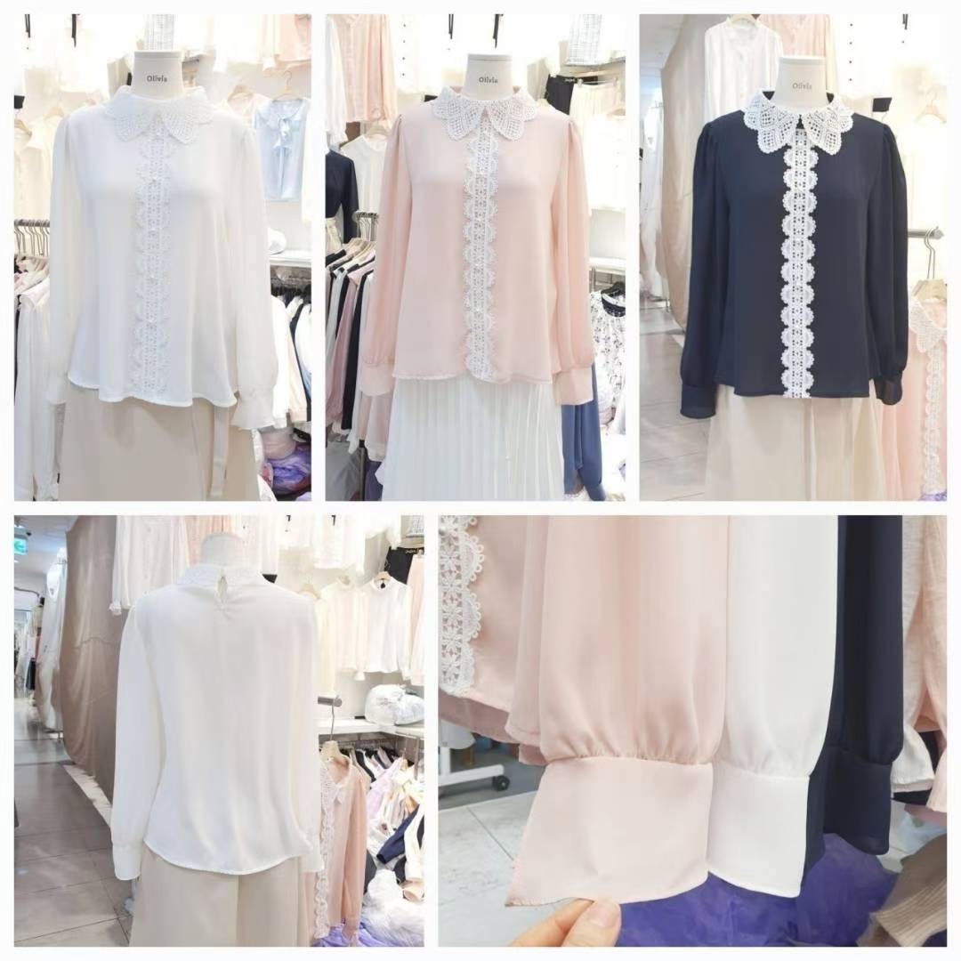 OLIVIA東大門㊣直郵女裝新品25秋冬人氣真品休閑襯衫蕾絲衫OLIVIA襯衫/蕾絲衫