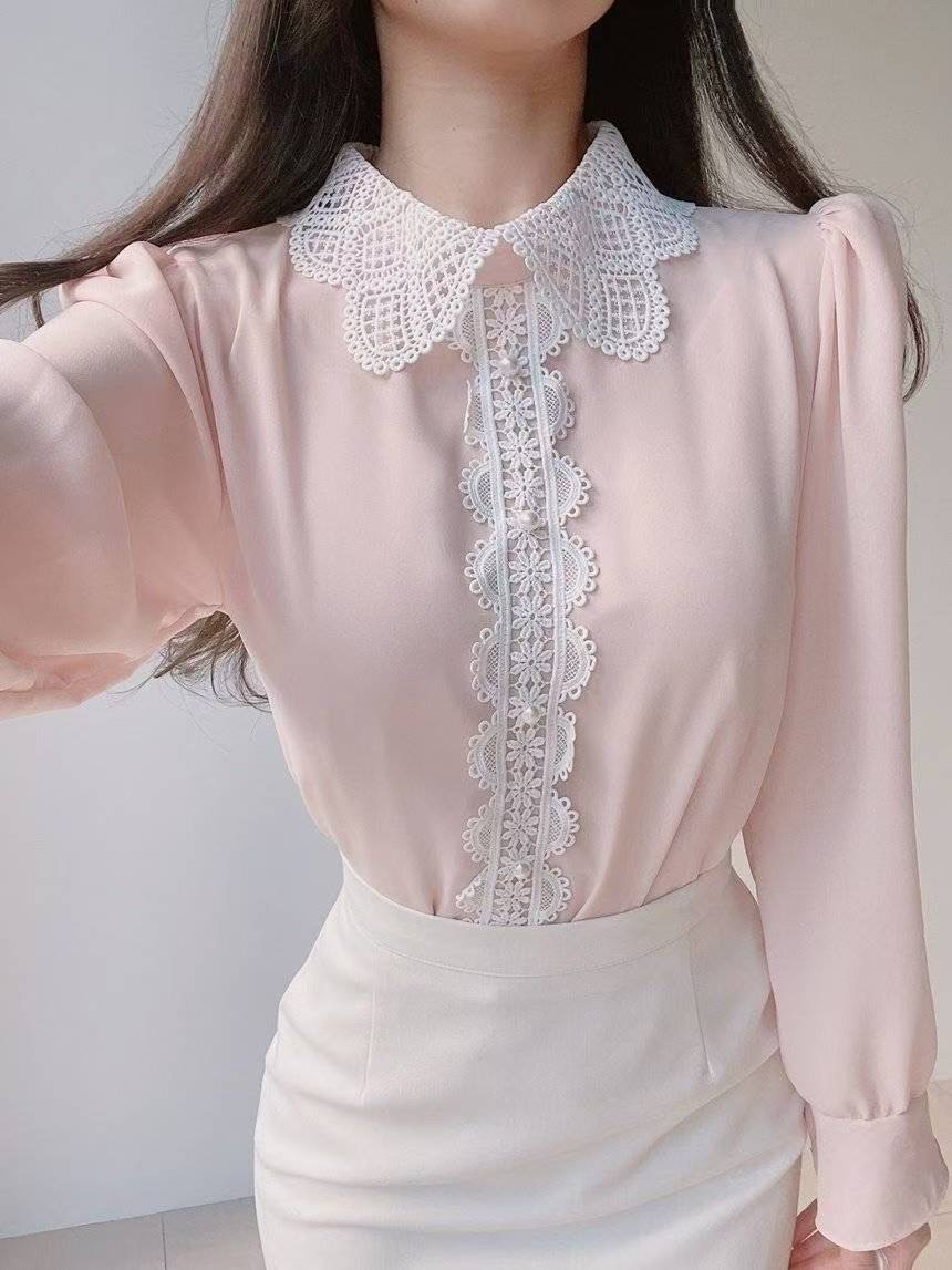 OLIVIA東大門㊣直郵女裝新品25秋冬人氣真品休閑襯衫蕾絲衫OLIVIA襯衫/蕾絲衫