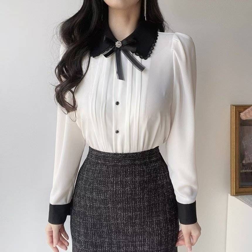 OLIVIA韓國直郵㊣女裝新款25秋冬職業休閑推薦時尚襯衫蕾絲衫OLIVIA襯衫/蕾絲衫