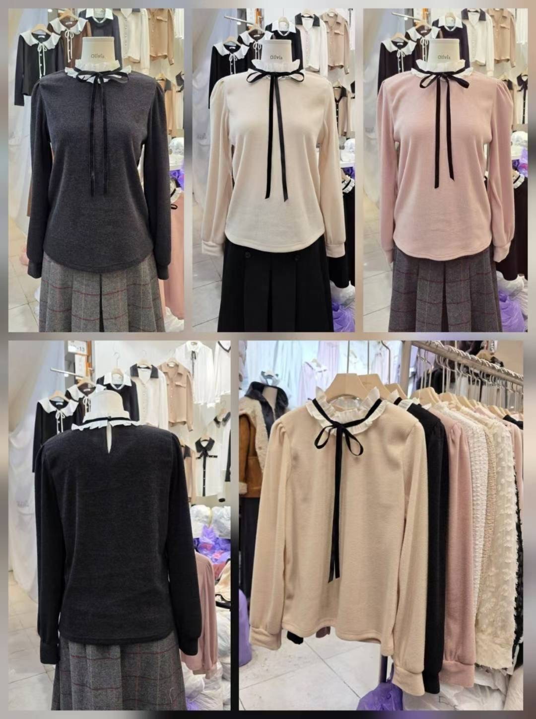 OLIVIA韓國直郵㊣女裝新款真品熱賣職業休閑25秋冬襯衫蕾絲衫OLIVIA襯衫/蕾絲衫