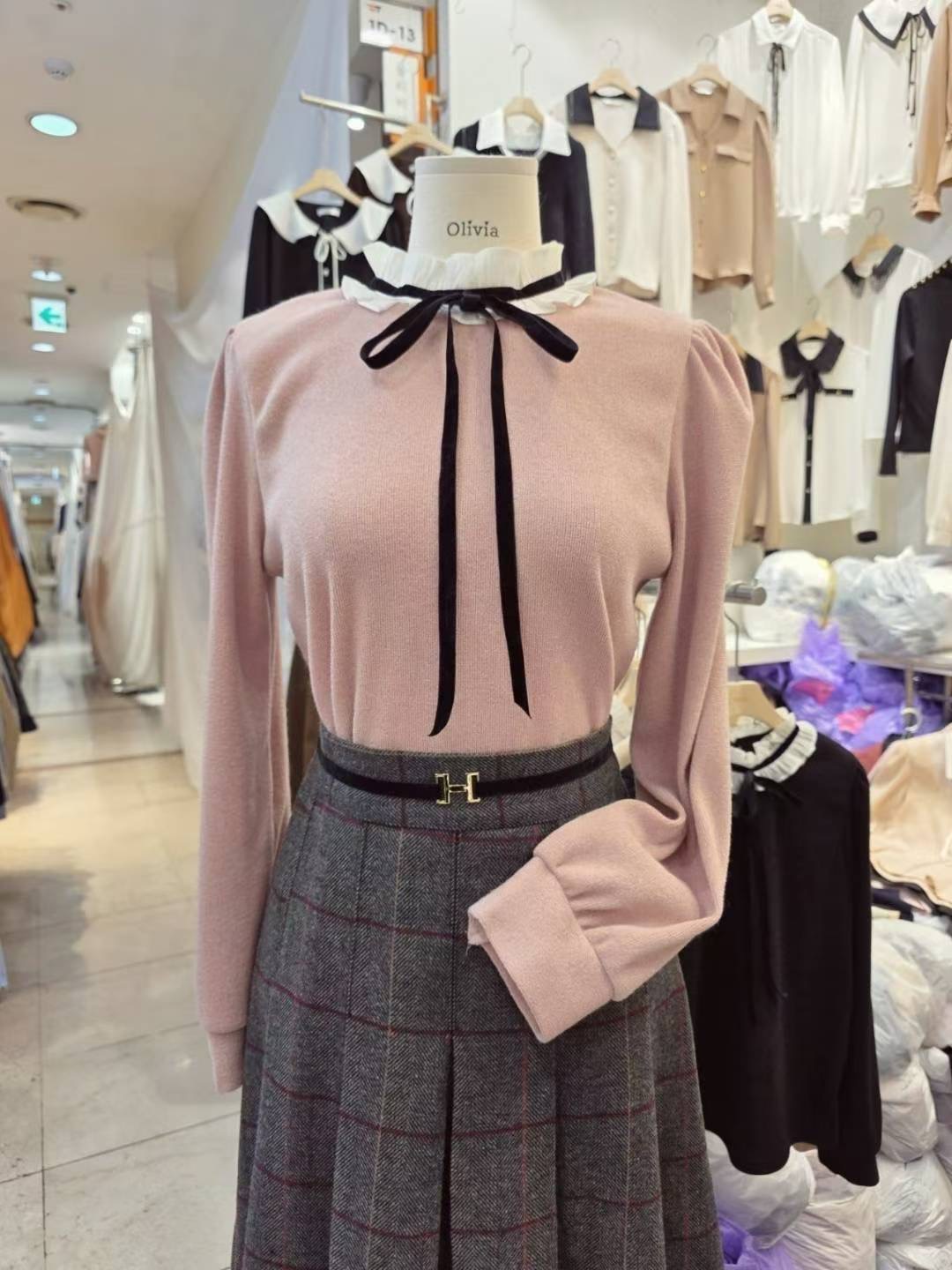 OLIVIA韓國直郵㊣女裝新款真品熱賣職業休閑25秋冬襯衫蕾絲衫OLIVIA襯衫/蕾絲衫圖色2