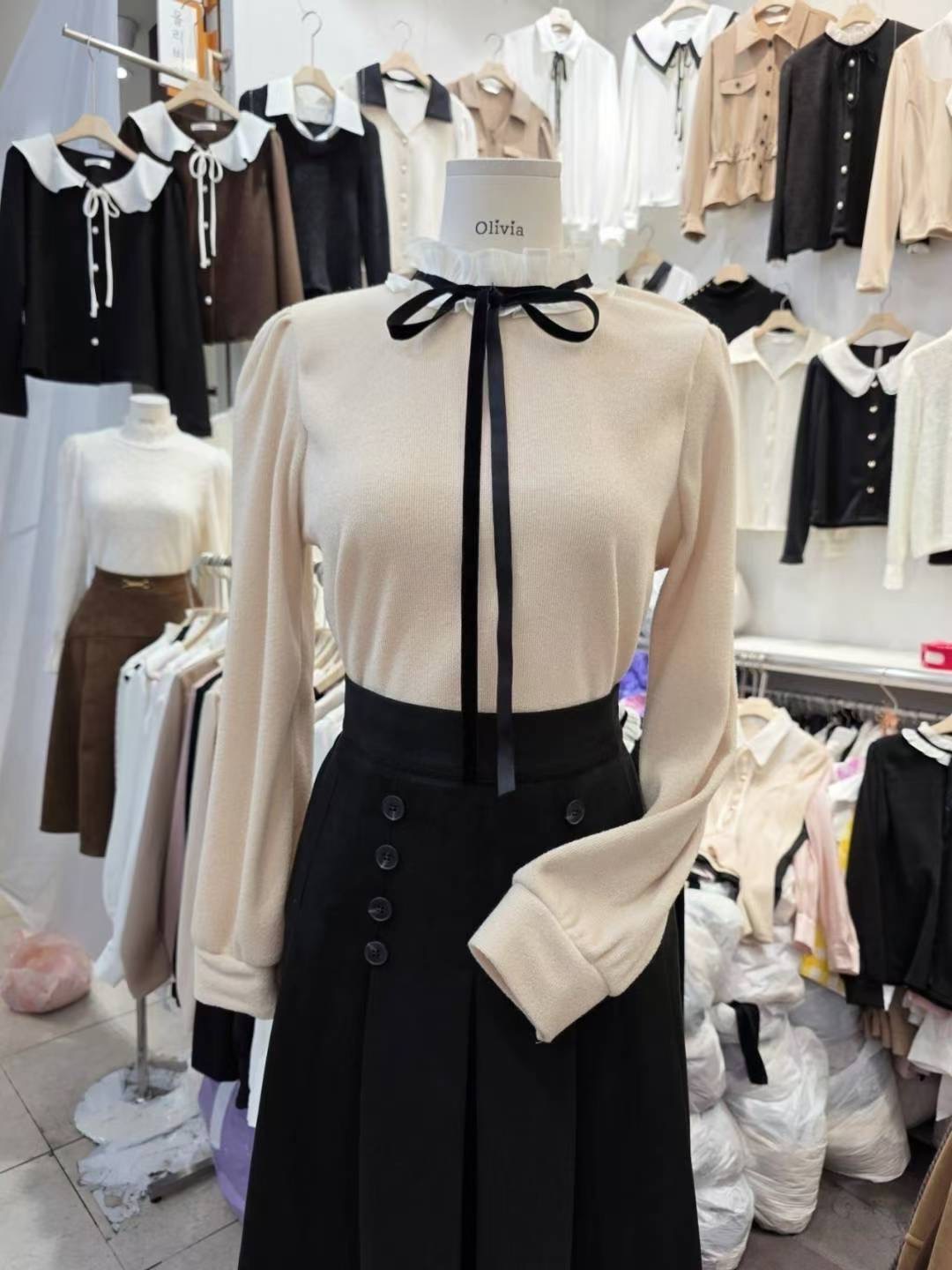 OLIVIA韓國直郵㊣女裝新款真品熱賣職業休閑25秋冬襯衫蕾絲衫OLIVIA襯衫/蕾絲衫圖色3