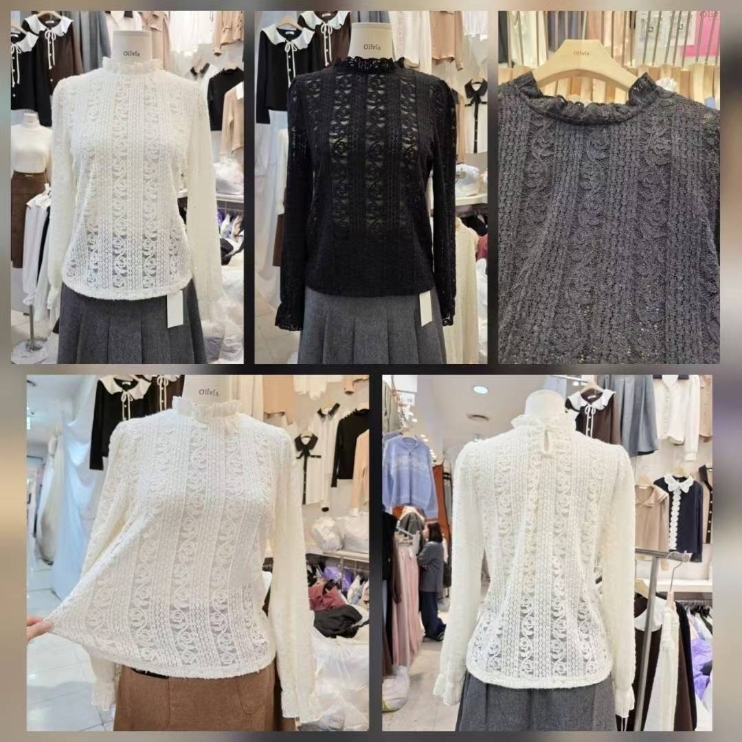 OLIVIA東大門㊣實拍女士新款熱賣25秋冬時尚推薦襯衫蕾絲衫OLIVIA襯衫/蕾絲衫