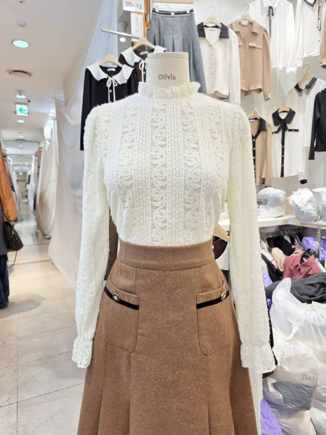 OLIVIA東大門㊣實拍女士新款熱賣25秋冬時尚推薦襯衫蕾絲衫OLIVIA襯衫/蕾絲衫圖色1