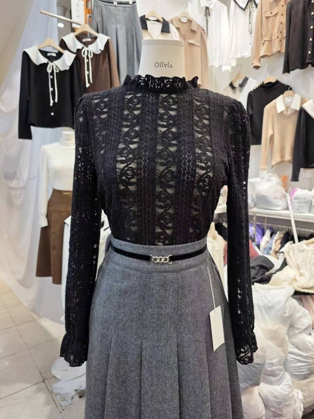 OLIVIA東大門㊣實拍女士新款熱賣25秋冬時尚推薦襯衫蕾絲衫OLIVIA襯衫/蕾絲衫圖色2