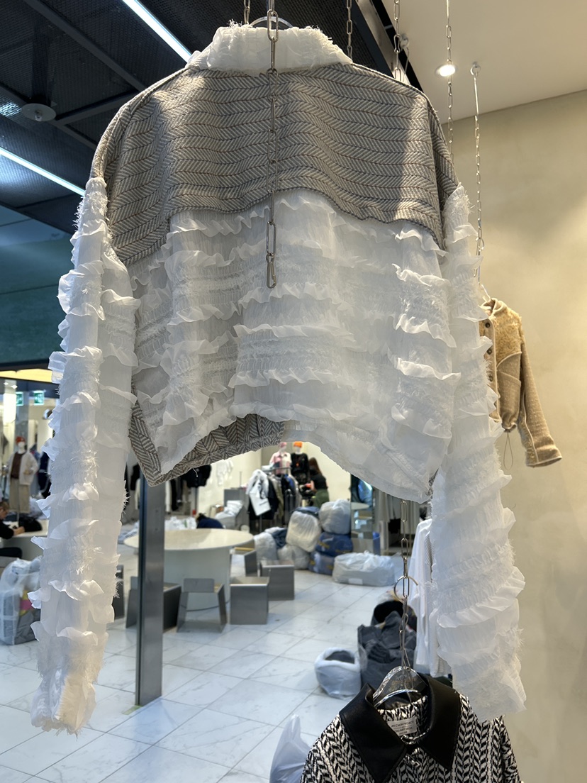 ECHOPARTY韓國直郵㊣女裝新款25秋冬時尚襯衫蕾絲衫人字紋修身ECHOPARTY襯衫/蕾絲衫