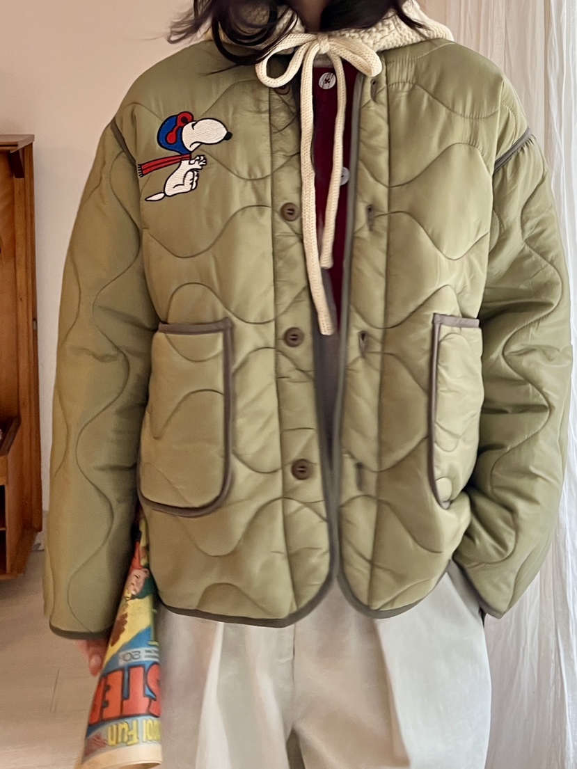 AT NOTE東大門㊣直郵女裝新品推薦短款棉服史努比刺繡絎縫AT NOTE短款棉服